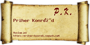 Priher Konrád névjegykártya